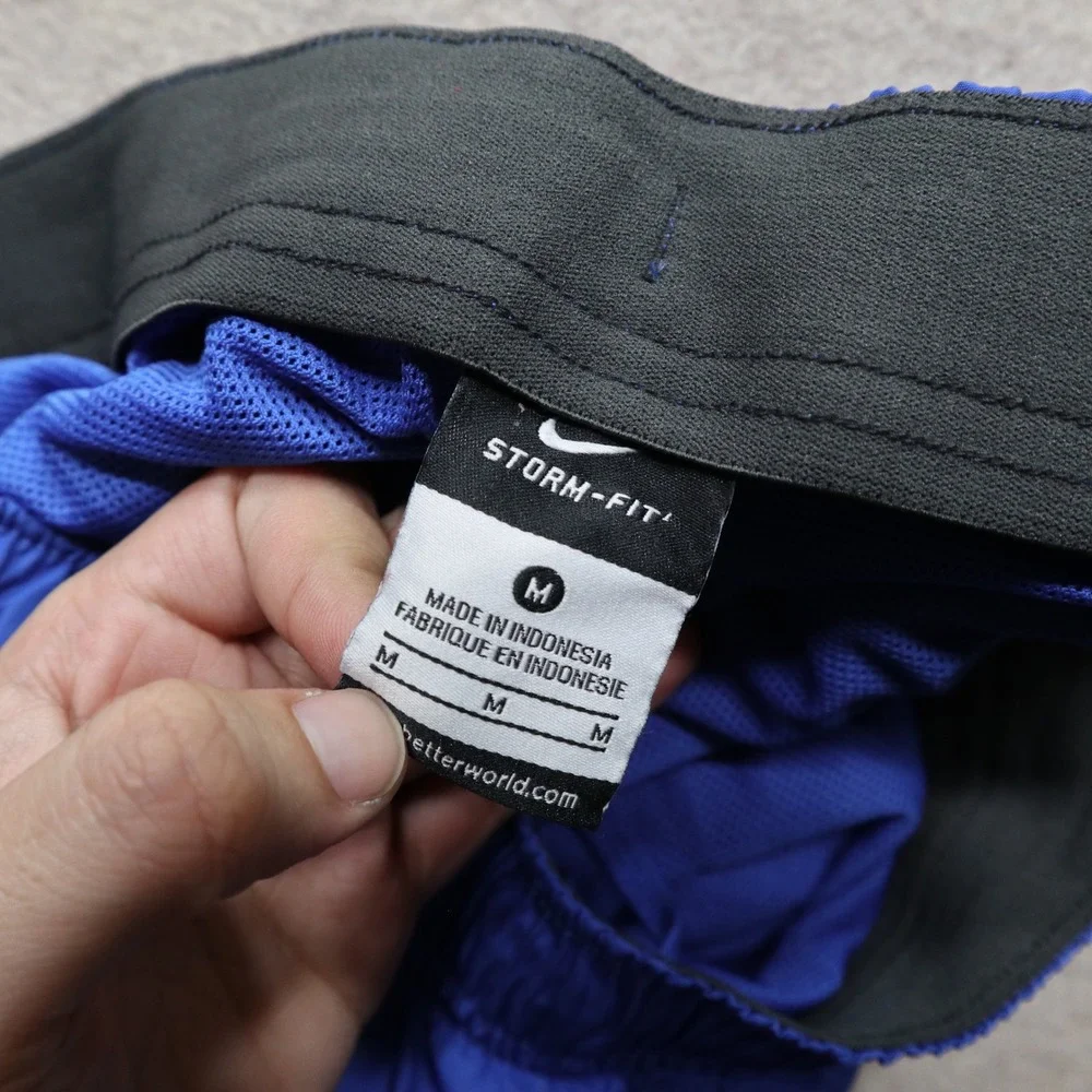 Nike Storm-Fit Track Pants Medium Blue Y2K Mesh Lined Zipper Cuffs